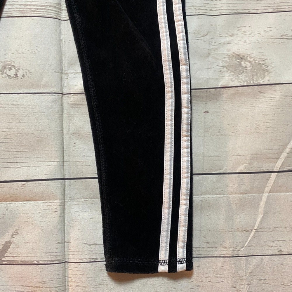 Adidas Soft Track Pants Black w/ White Stripes Youth Girl's Size Large (7-8) - Picture 3 of 8